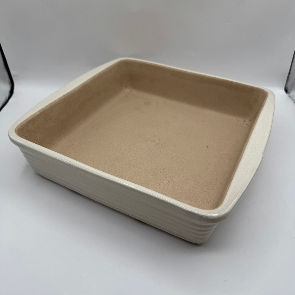 Pampered Chef Square Baker Family Heritage Collection 9in White Stoneware USA